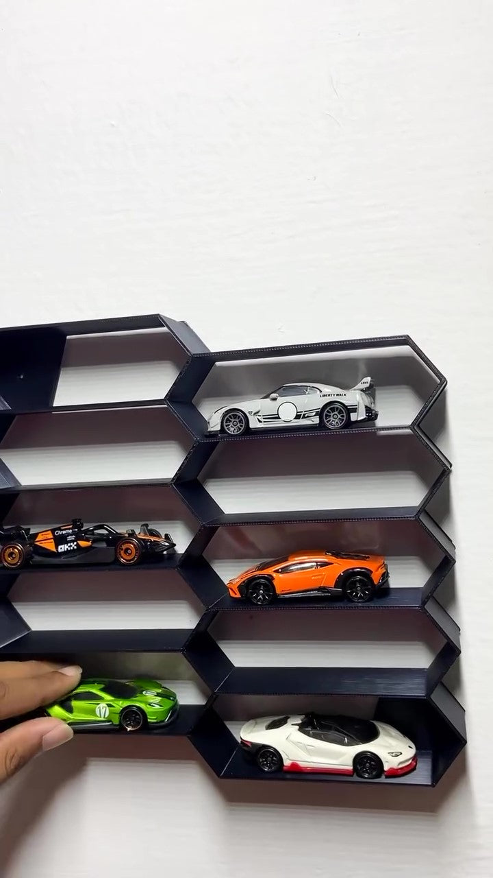 Wall mounted shelf for die cast cars